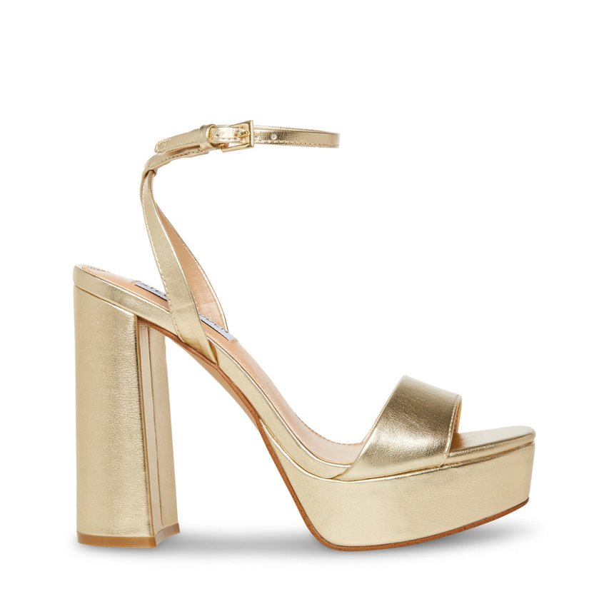 Sandalias Tacones Steve Madden Lessa Champagne Mujer Doradas | ES NY41S9